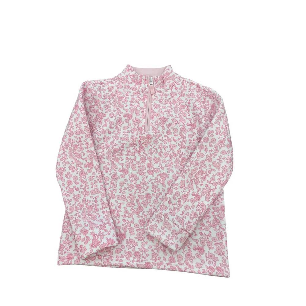NEW THE BEAUFORT BONNET COMPANY kid's canter collar half zip sweatshirt in bloom